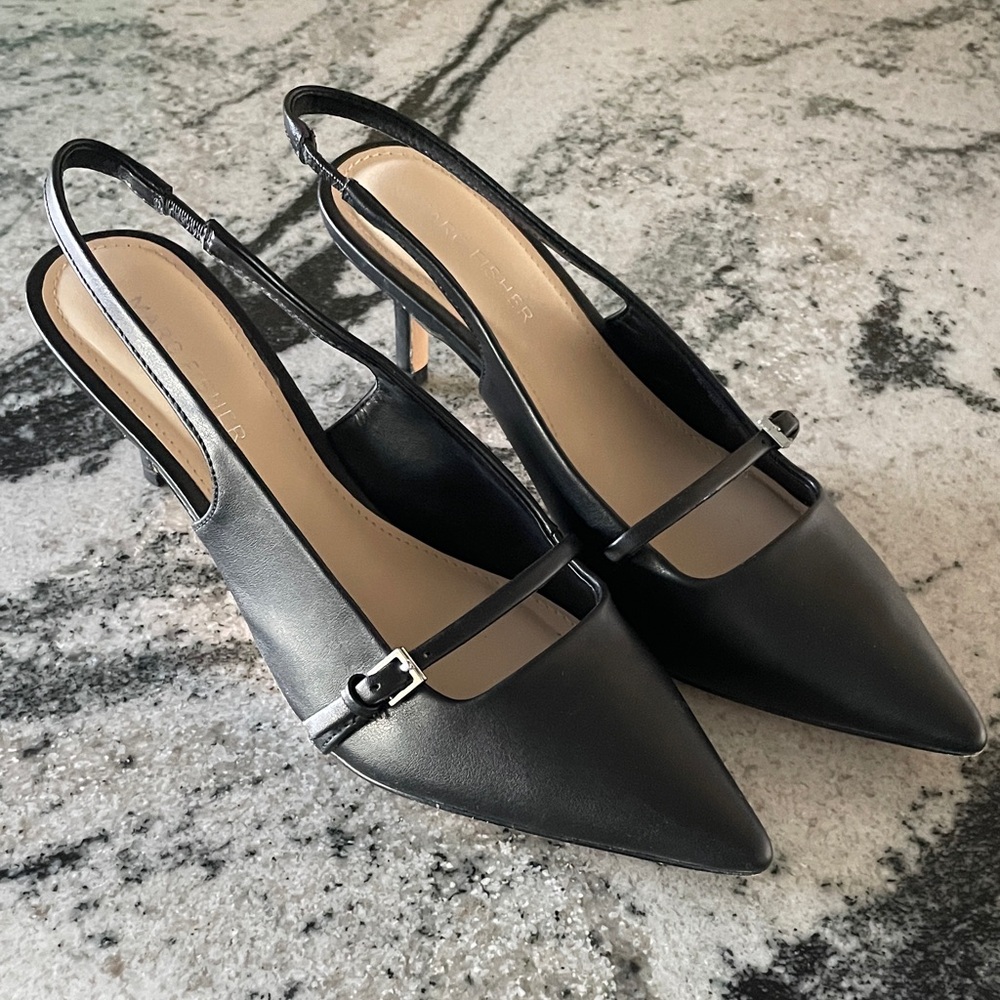 Marc Fisher Black Pointed Slingback Heels